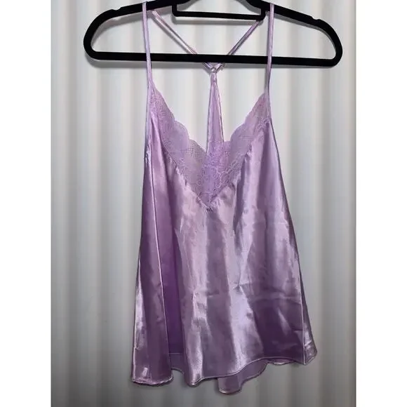 Brand New Flora Women's Size Medium Purple Orchid Satin Sleepwear Set 2 Piece - Picture 6 of 11